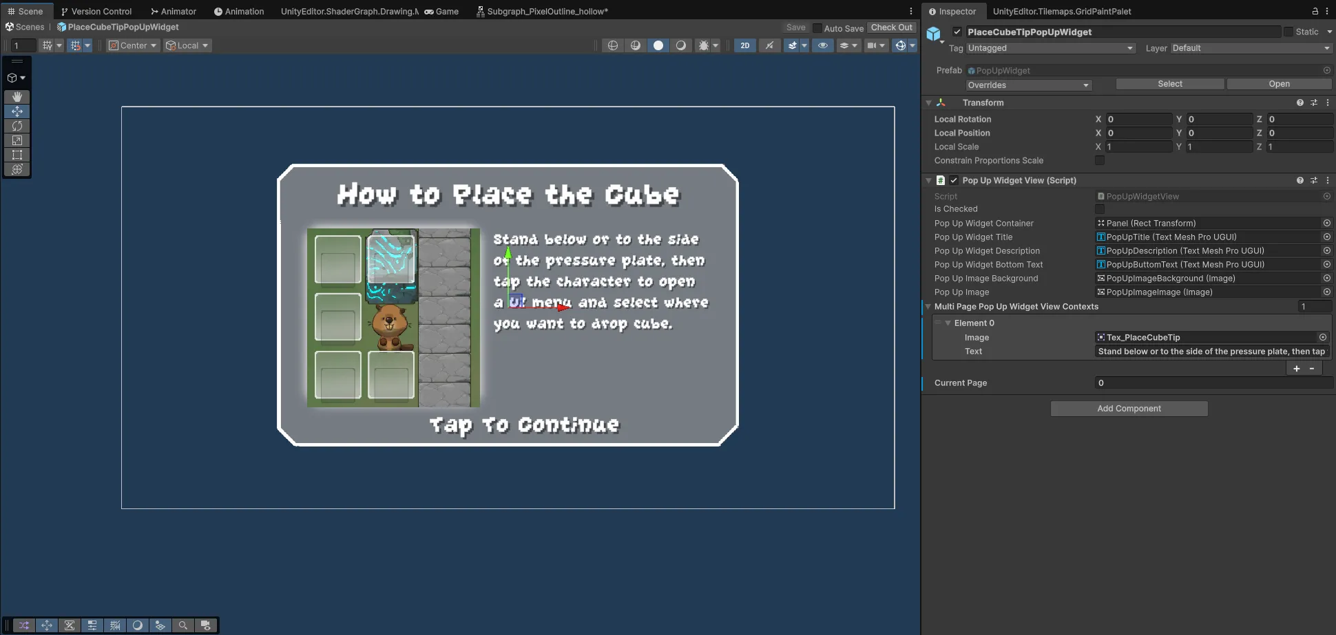 PopUp widget for tutorial